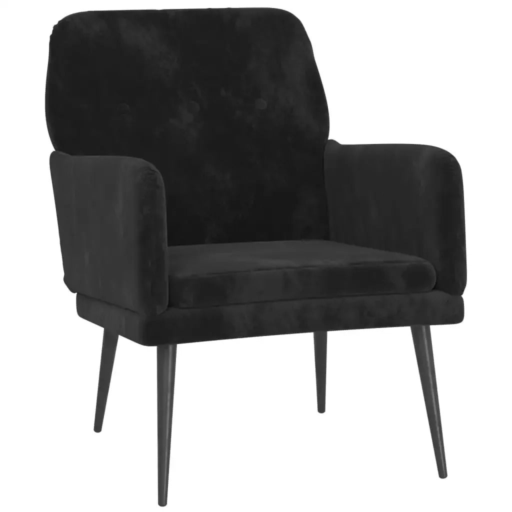 Fauteuil velours noir pieds métal