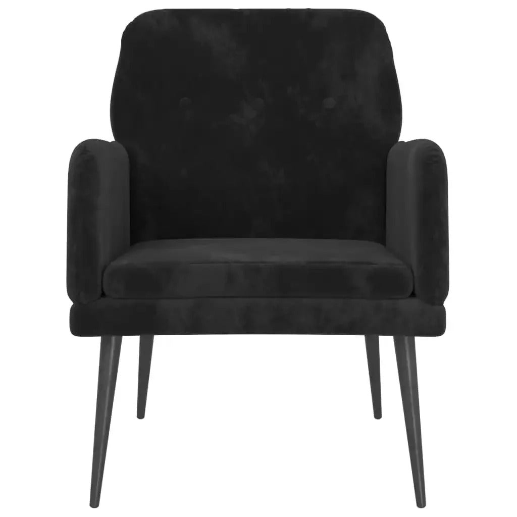 Fauteuil velours noir pieds métal