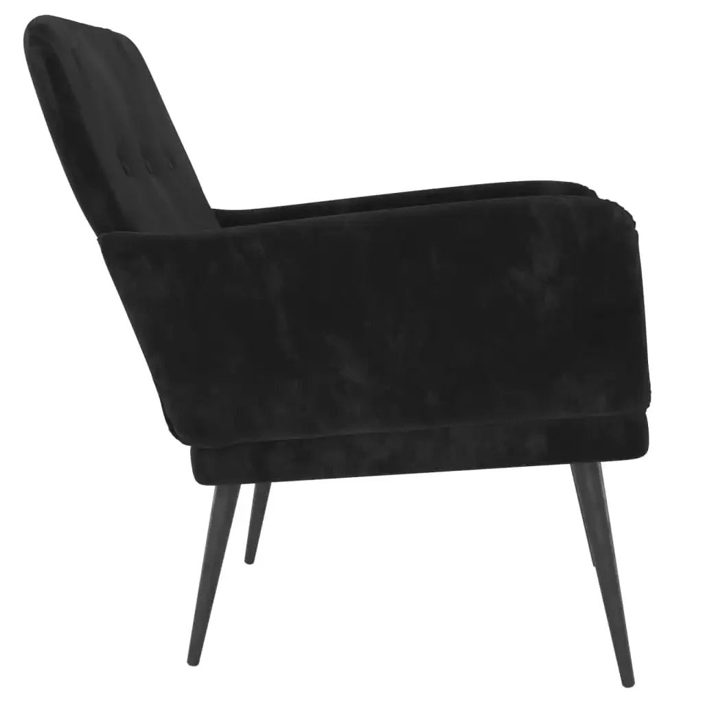 Fauteuil velours noir pieds métal