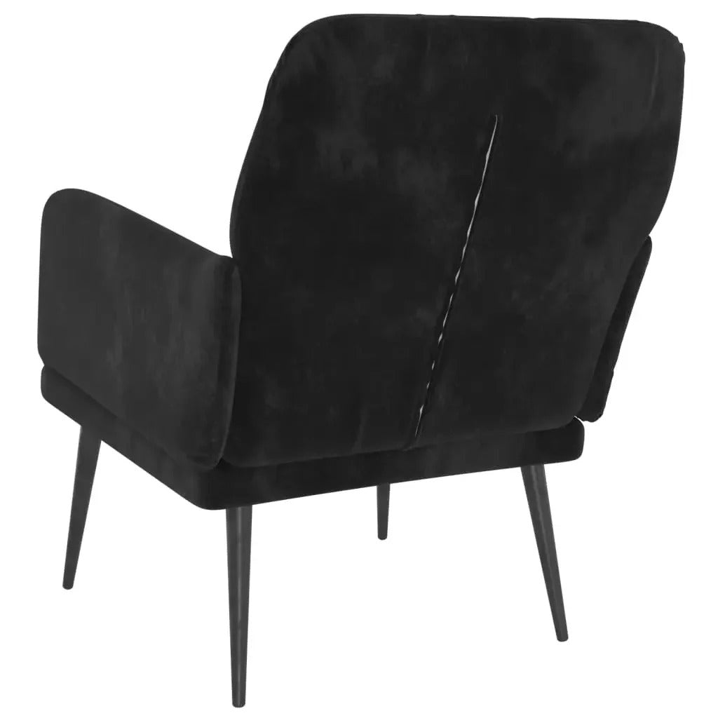 Fauteuil velours noir pieds métal