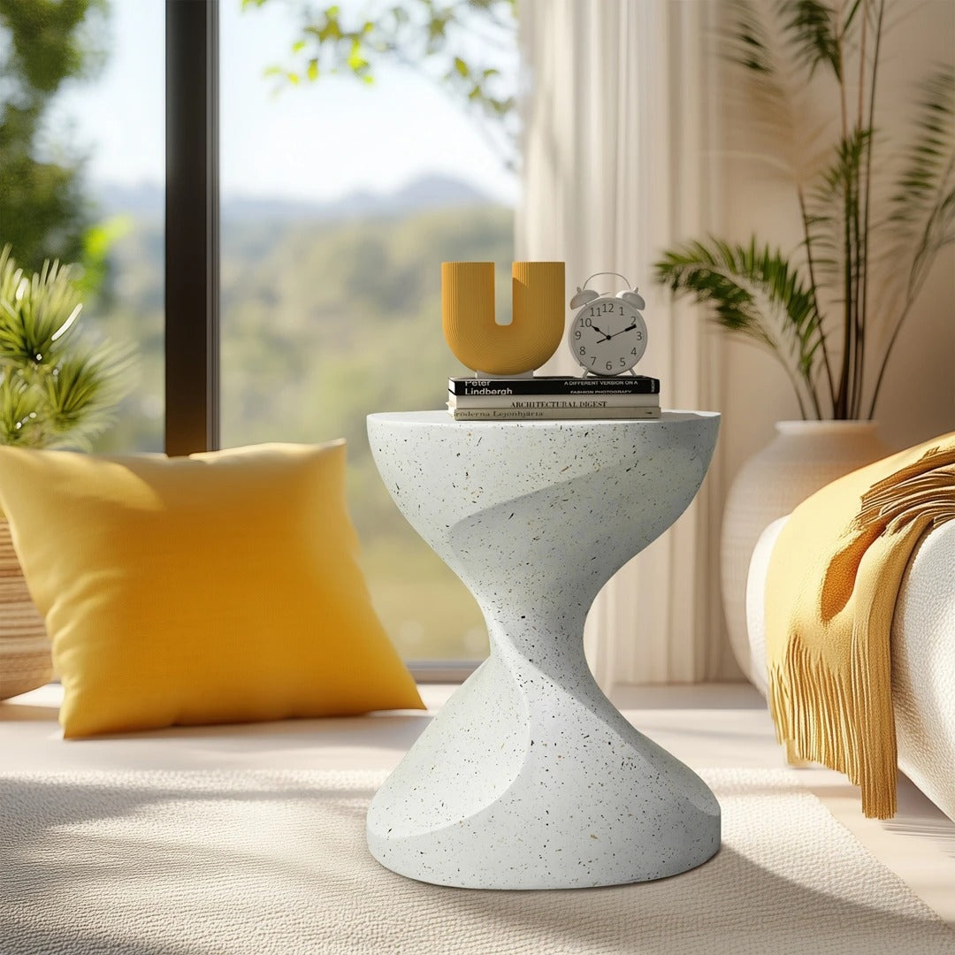 Table d’Appoint Béton Blanc Rond