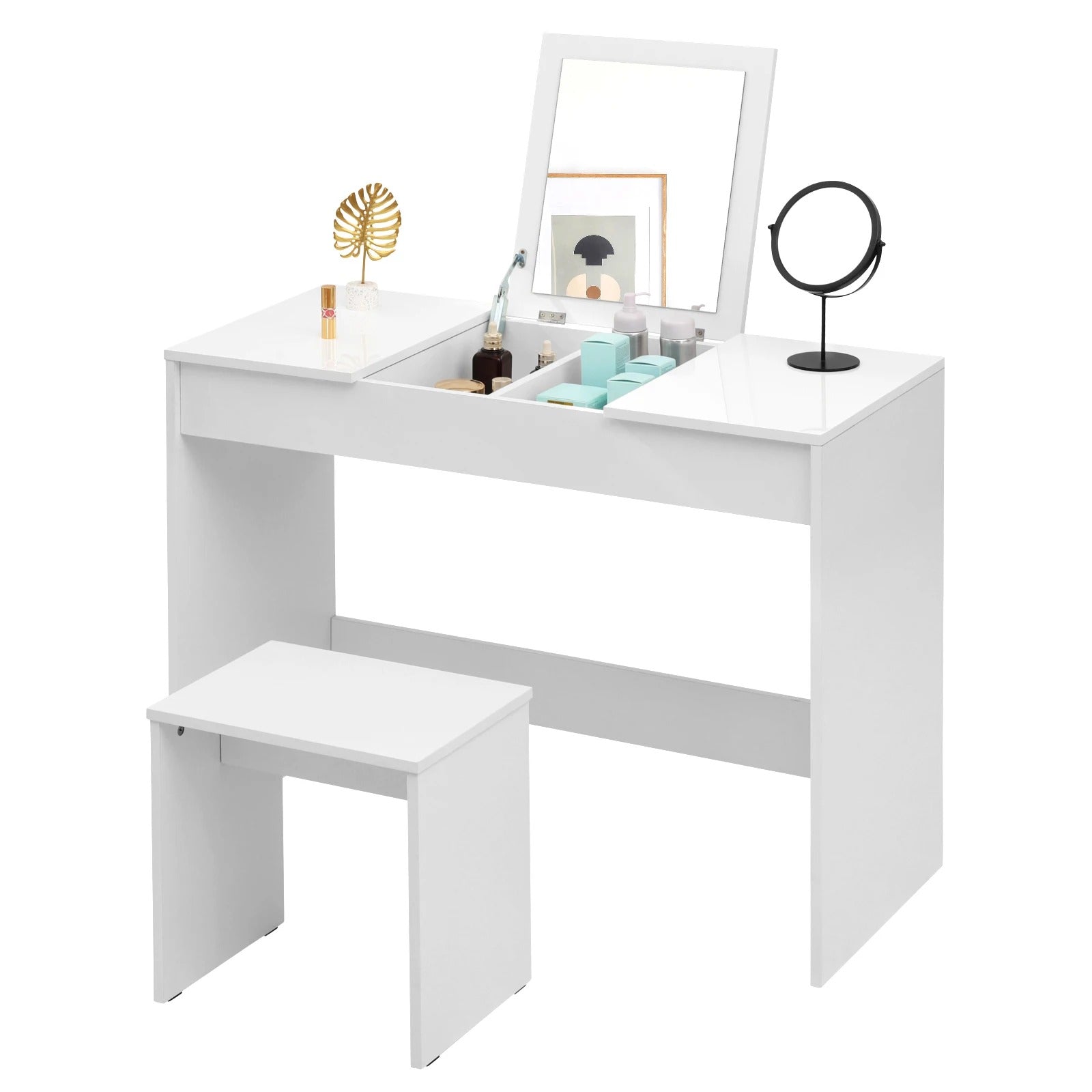 Coiffeuse minimaliste avec miroir intégré