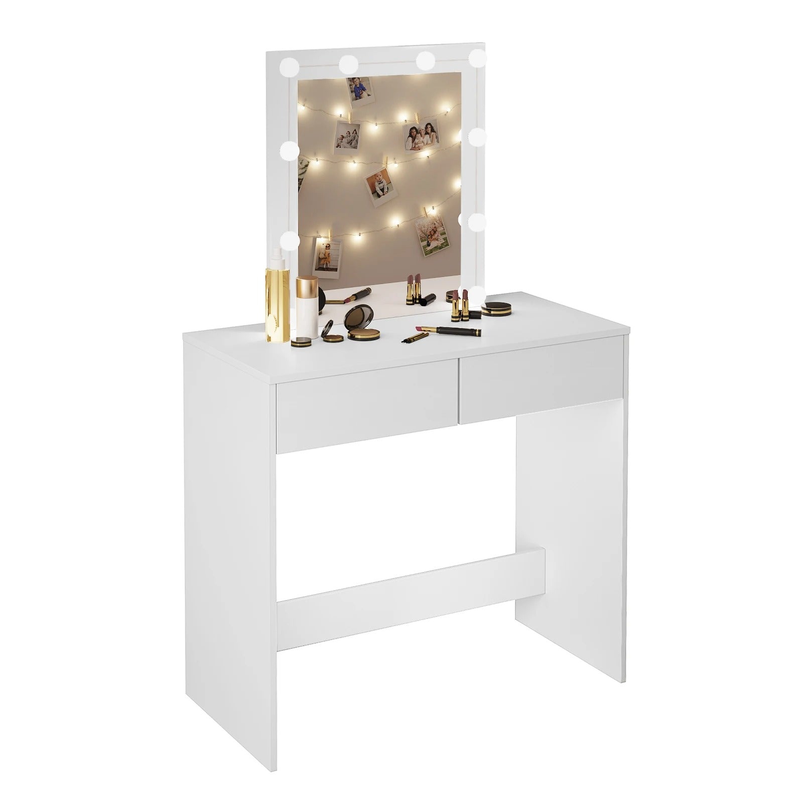 Coiffeuse blanche avec miroir LED