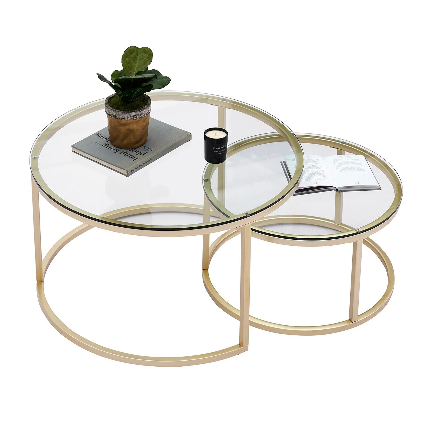 Duo de Tables Rondes Dorées