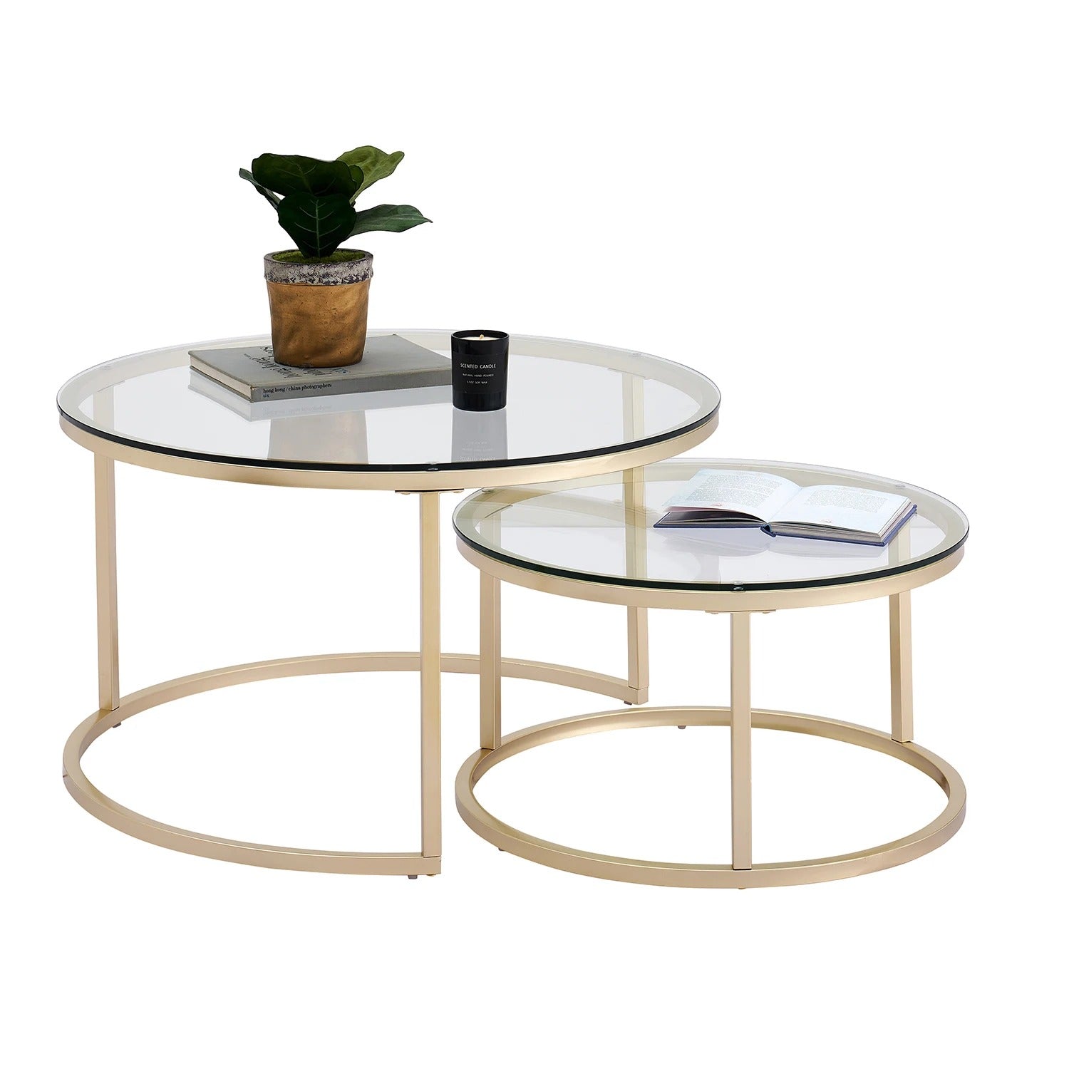 Duo de Tables Rondes Dorées