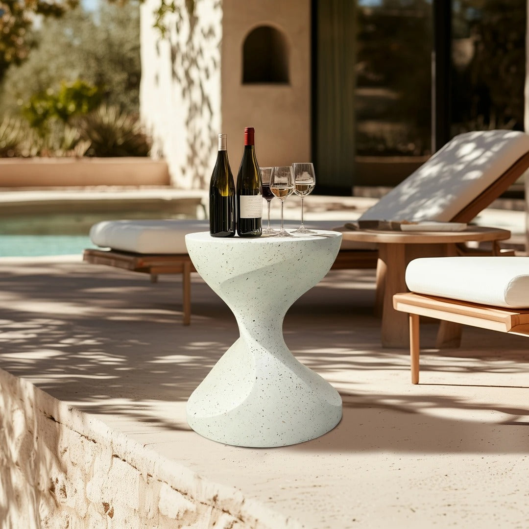 Table d’Appoint Béton Blanc Rond