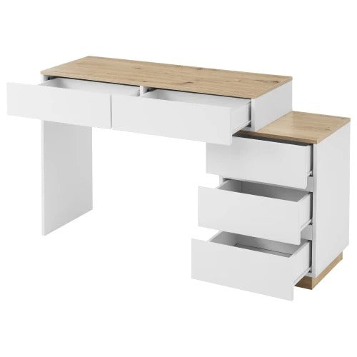Coiffeuse bois clair avec miroir LED