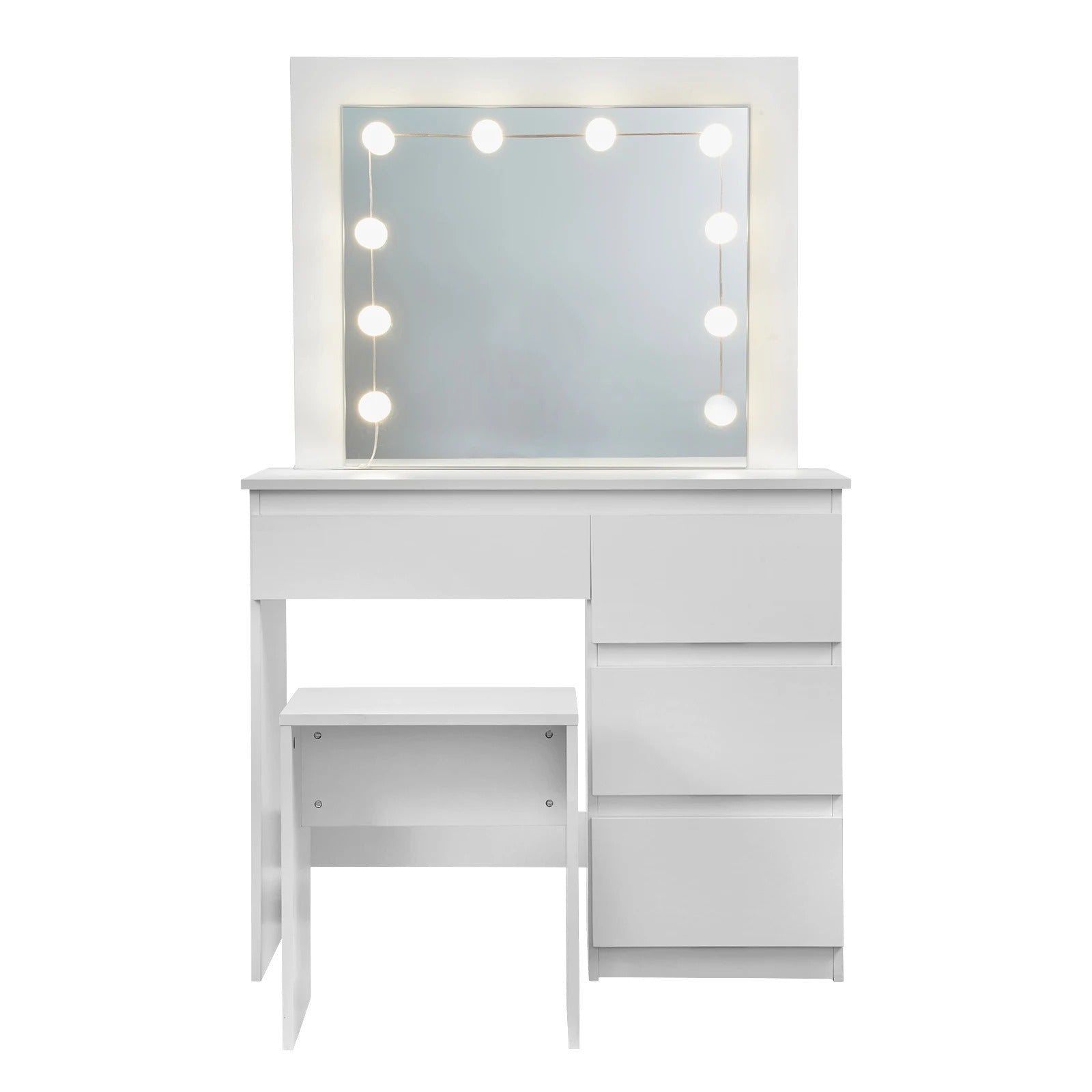 Coiffeuse blanche à LED avec 4 tiroirs
