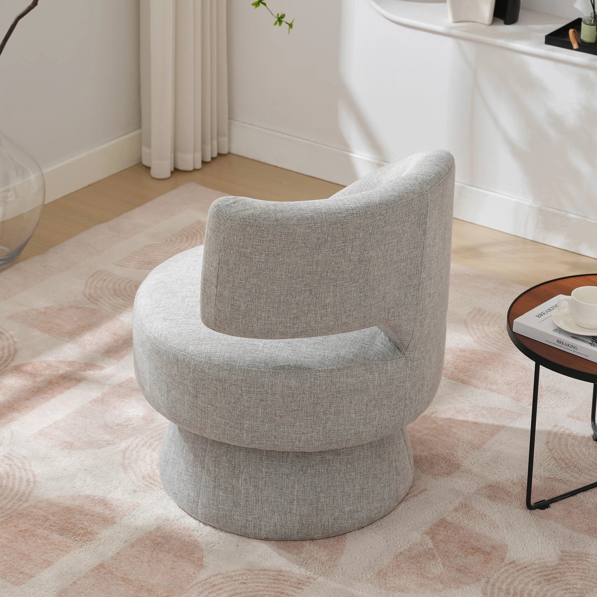 Fauteuil pivotant tissu gris 360°