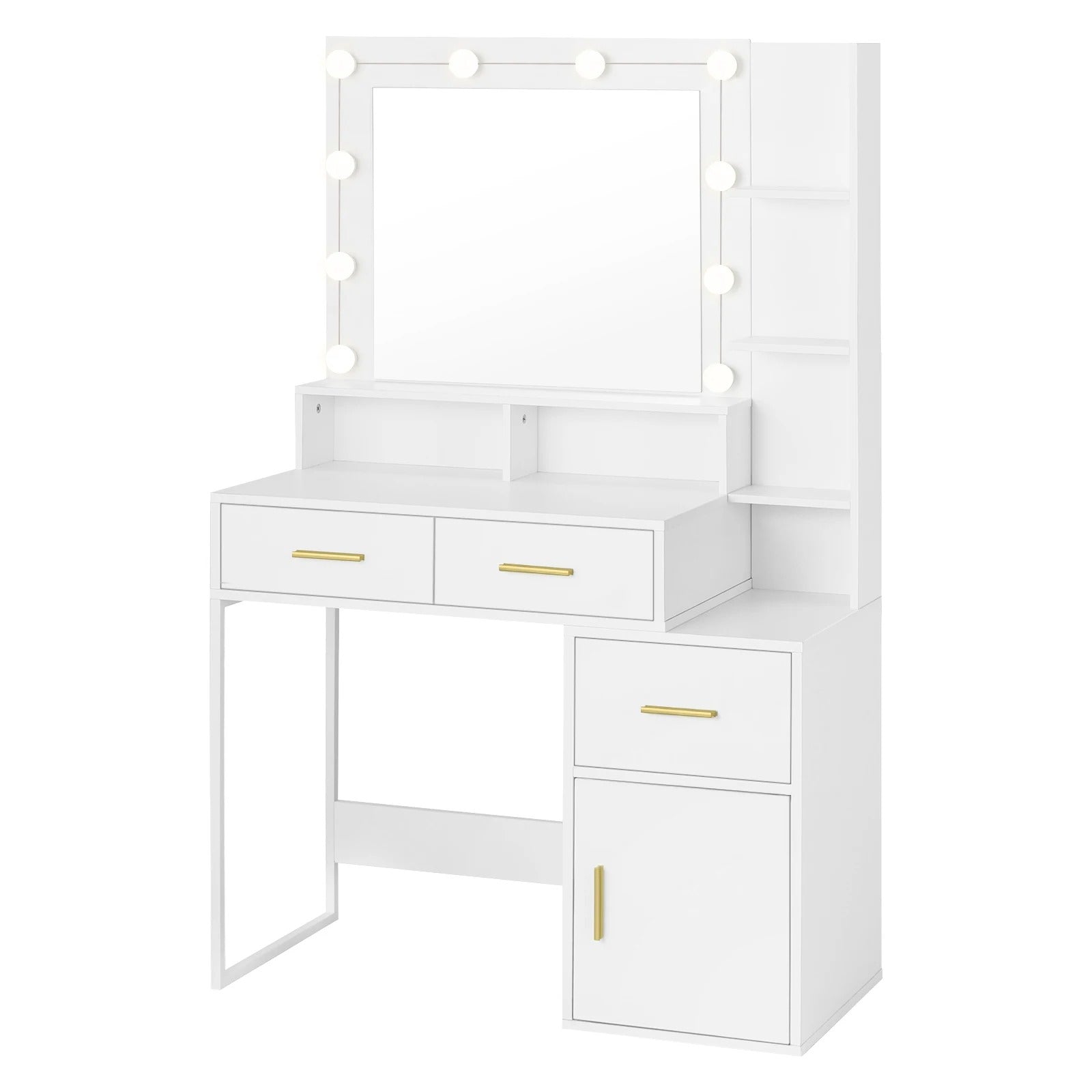 Coiffeuse miroir LED à rangements