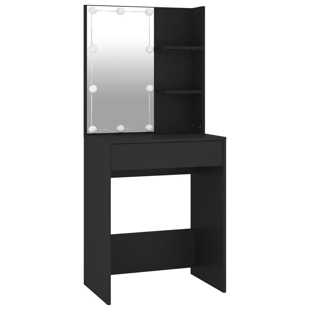 Coiffeuse noire compacte avec LED