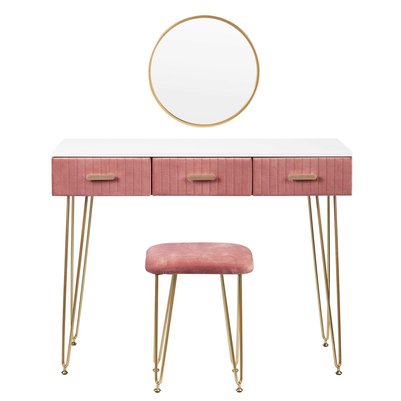 Coiffeuse miroir suspendu et tabouret