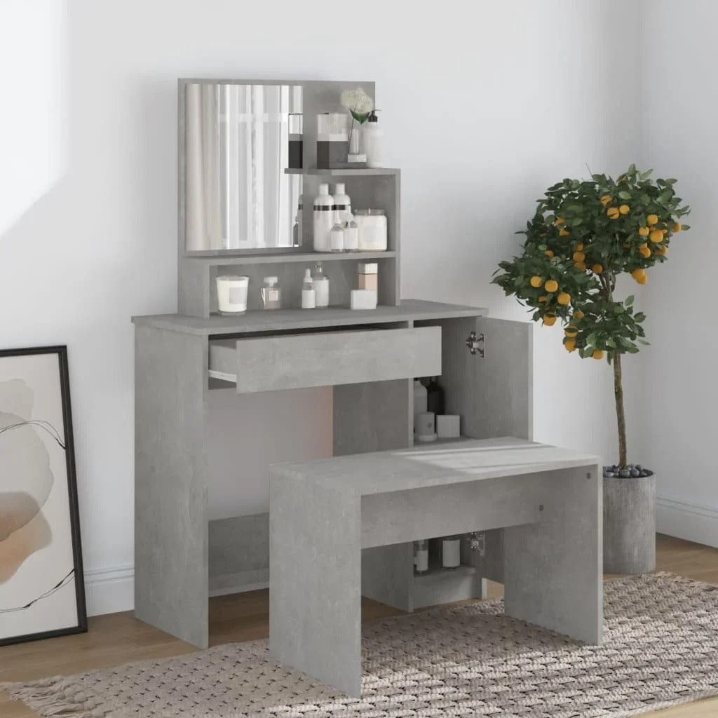Coiffeuse Béton Gris avec Miroir