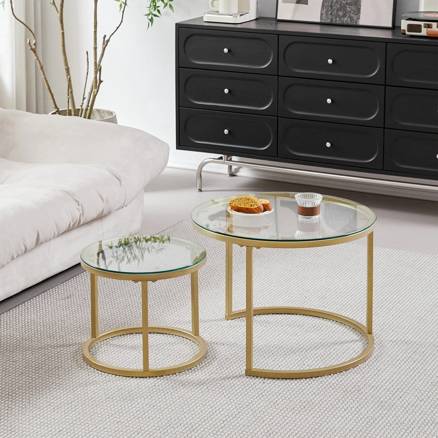 Duo de Tables Rondes Dorées