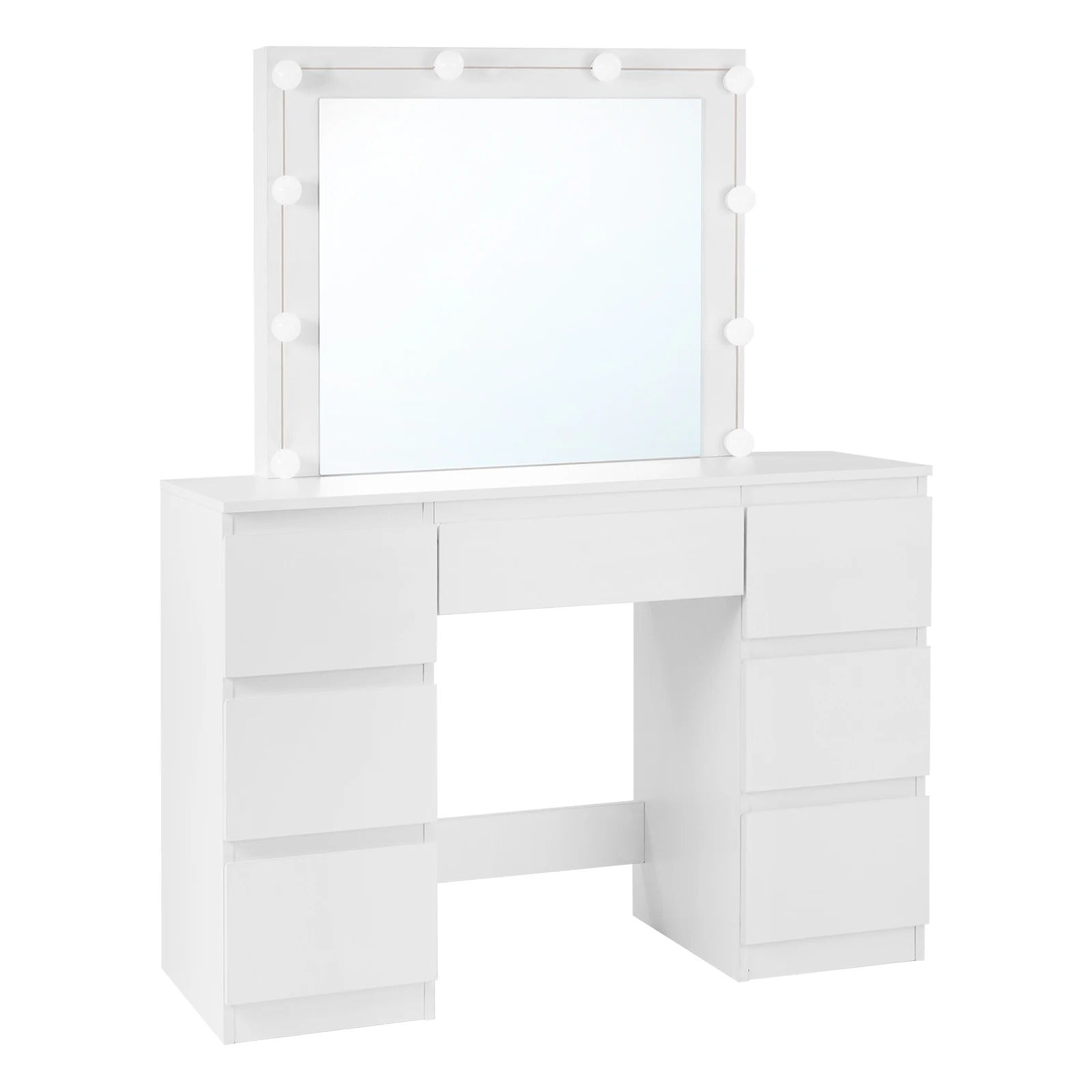 Coiffeuse grand miroir LED à tiroirs