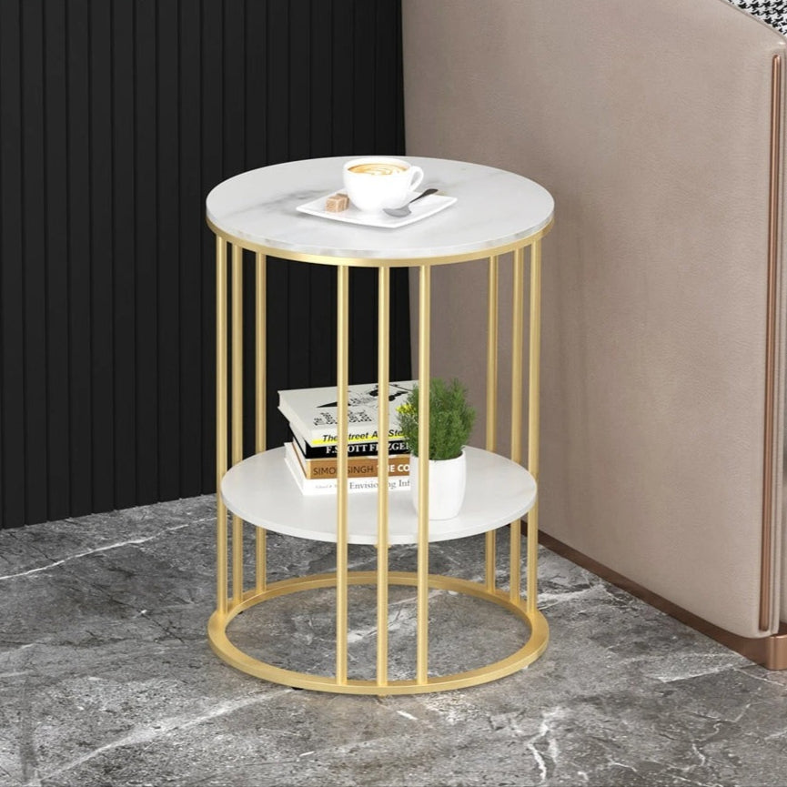 Table d’appoint ronde à double plateau