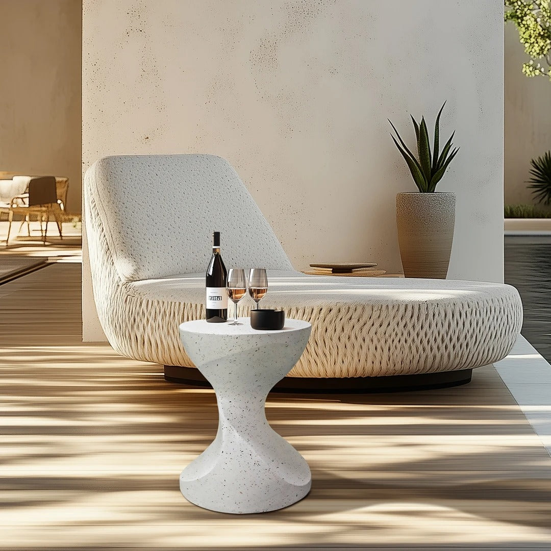 Table d’Appoint Béton Blanc Rond