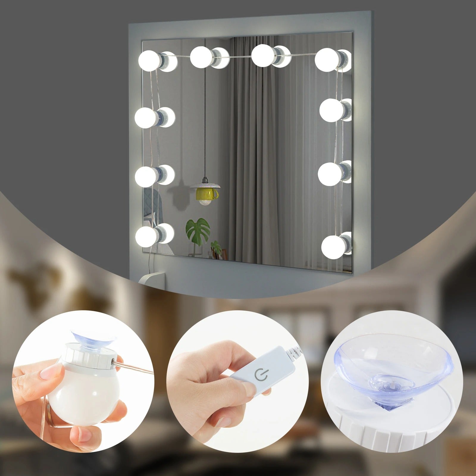 Coiffeuse blanche LED avec structure dorée