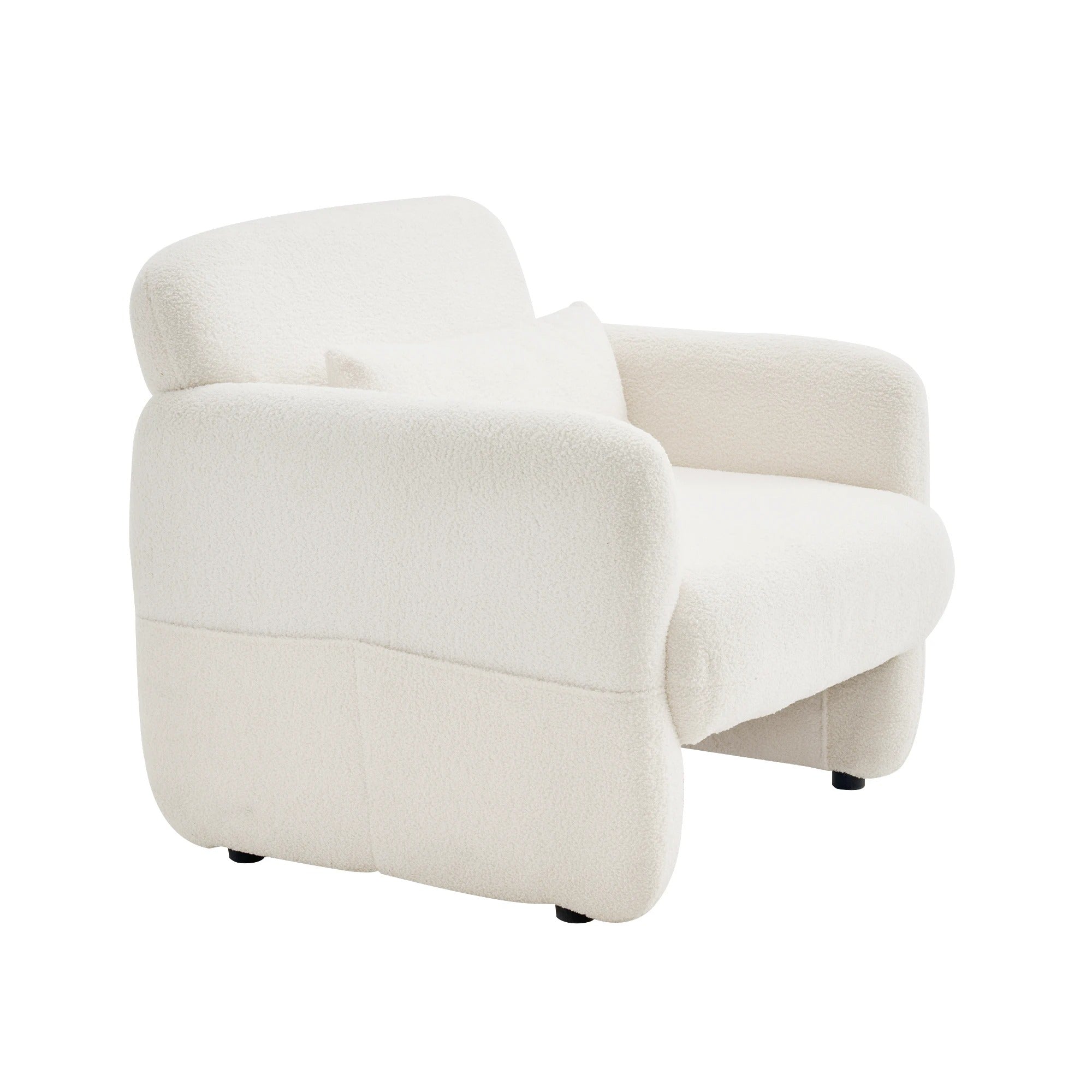 Fauteuil teddy blanc structure bois