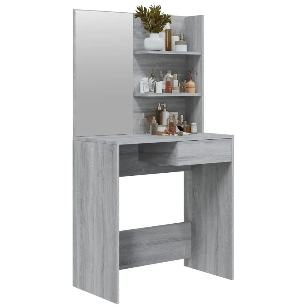 Coiffeuse gris bois avec miroir intégré