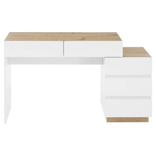 Coiffeuse bois clair avec miroir LED
