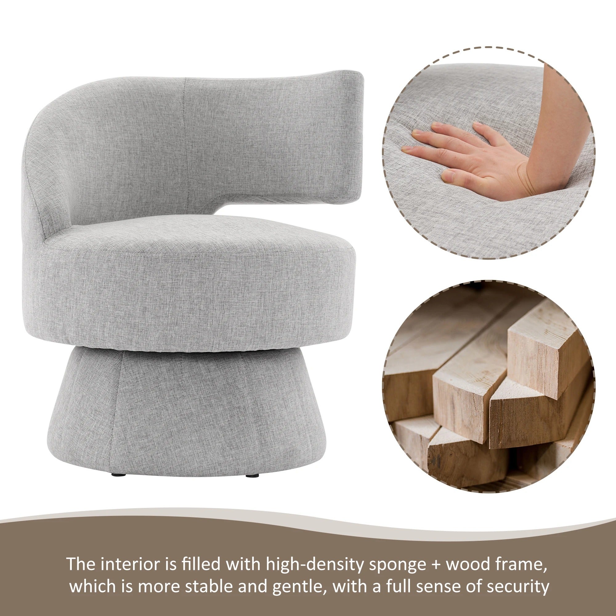 Fauteuil pivotant tissu gris 360°