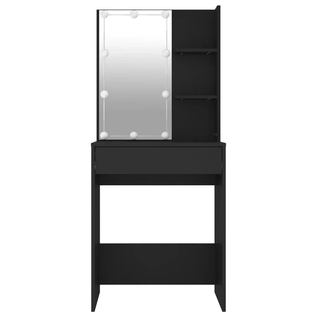Coiffeuse noire compacte avec LED