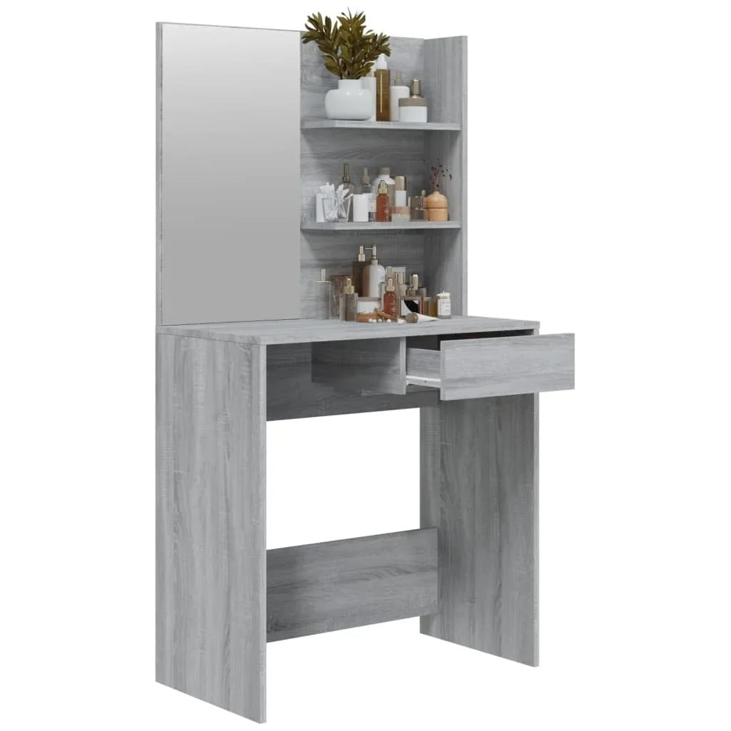 Coiffeuse gris bois avec miroir intégré