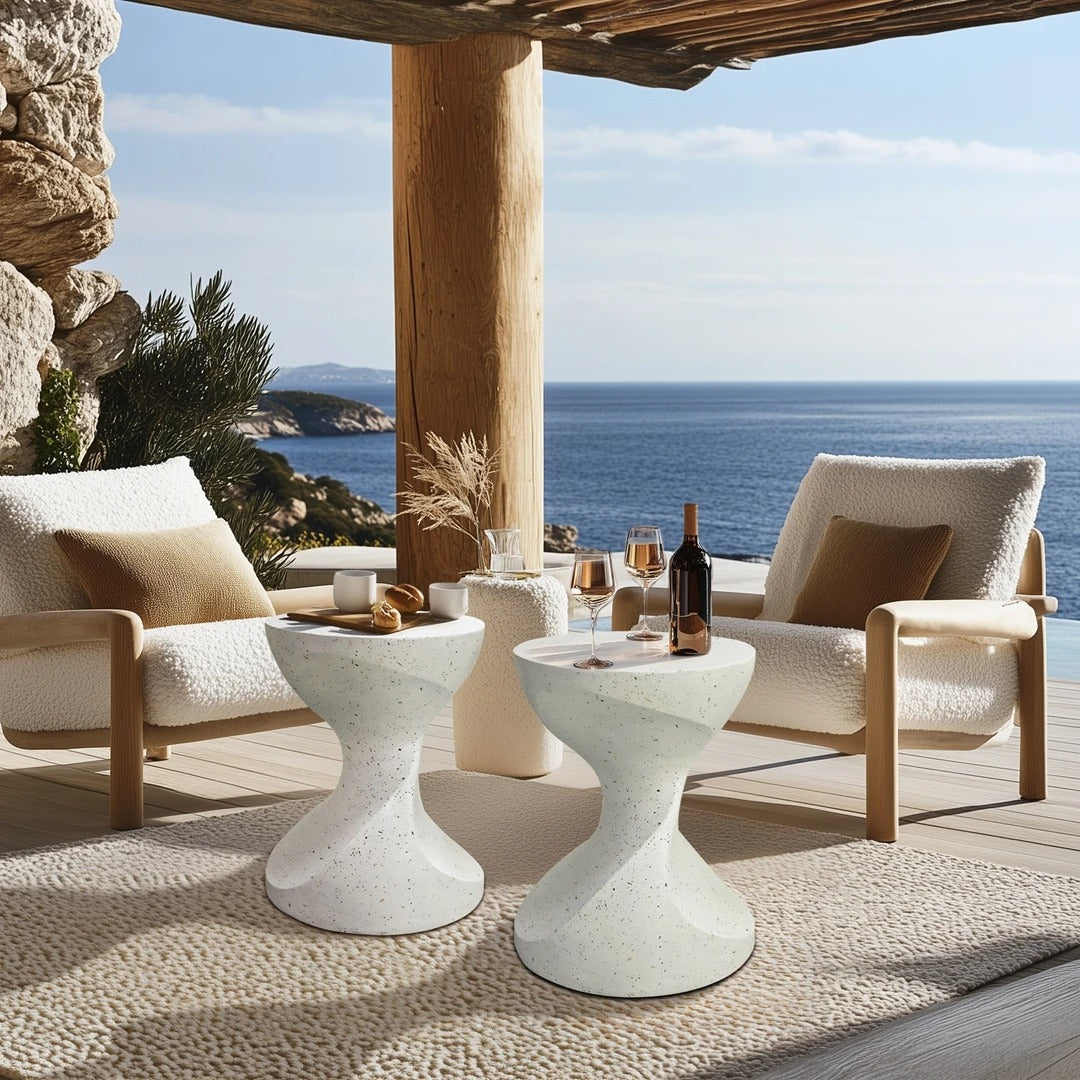 Table d’Appoint Béton Blanc Rond