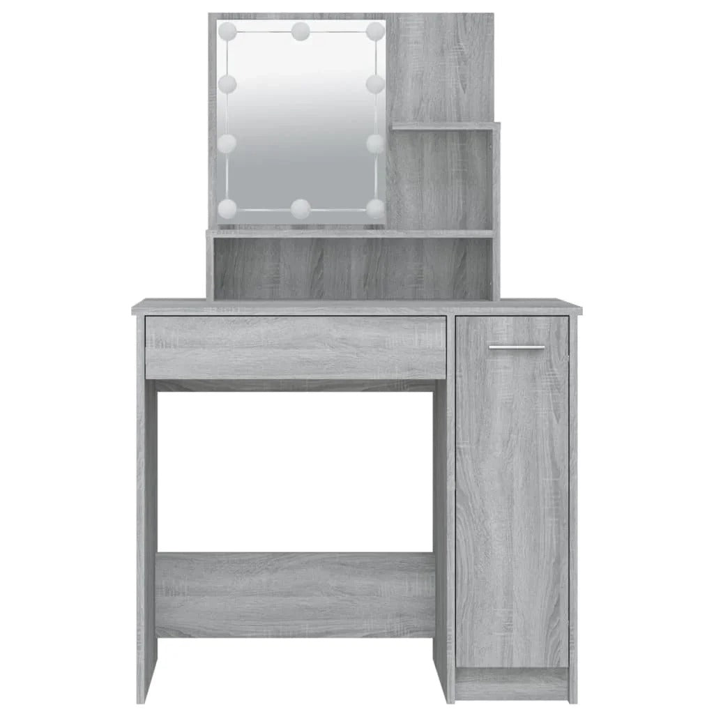 Coiffeuse grise LED avec rangements