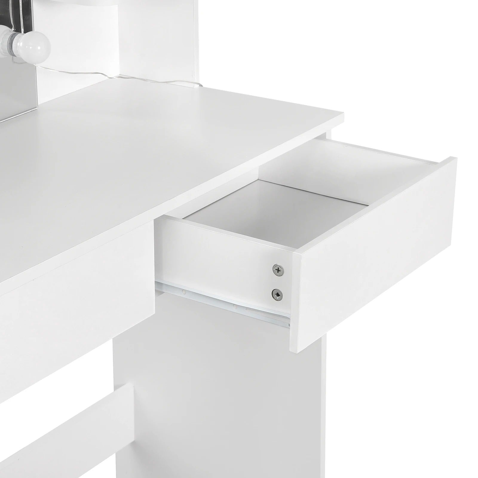 Coiffeuse miroir LED à étagères
