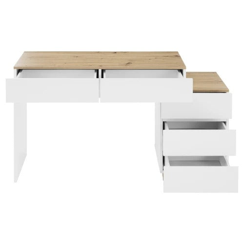 Coiffeuse bois clair avec miroir LED