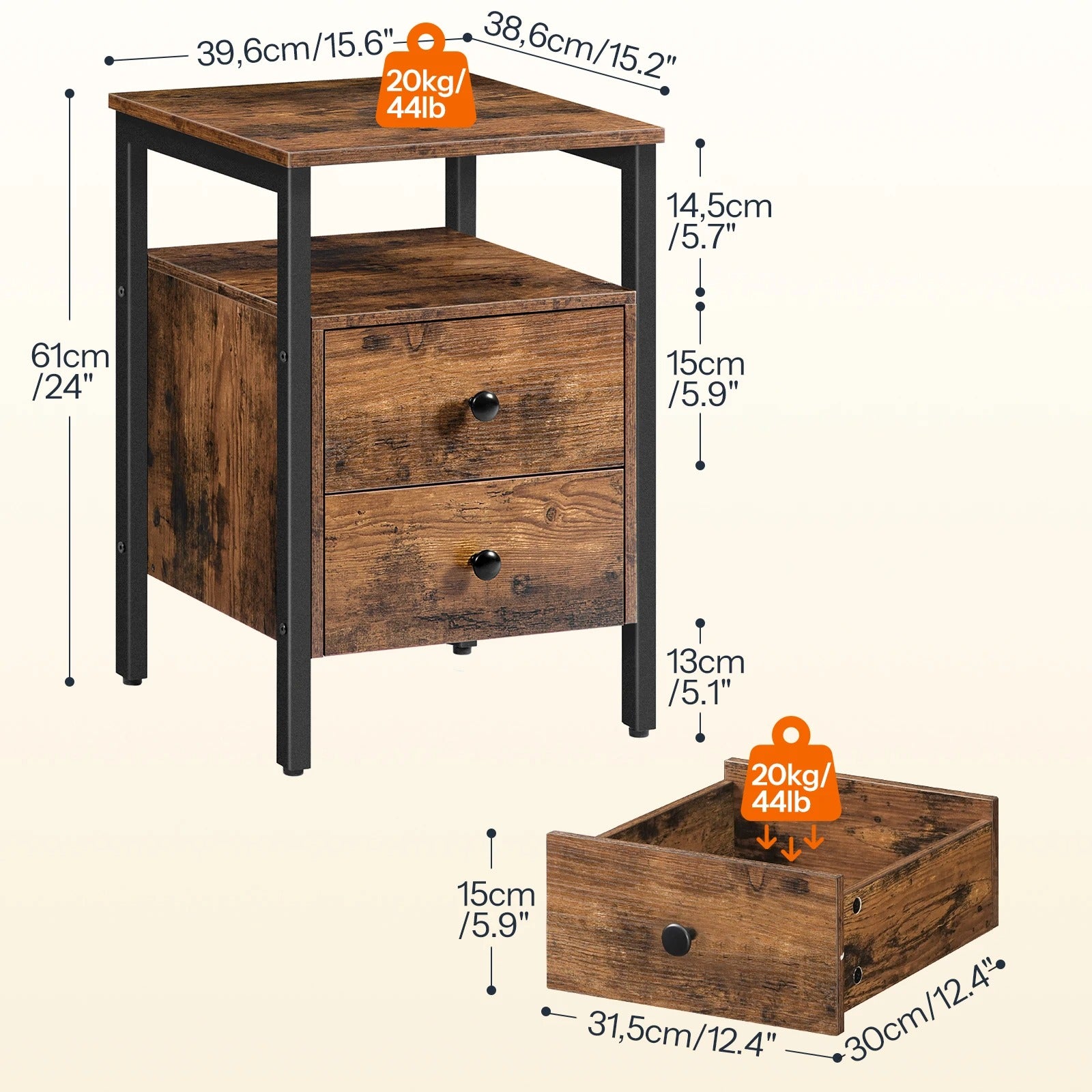 Table de chevet style industriel