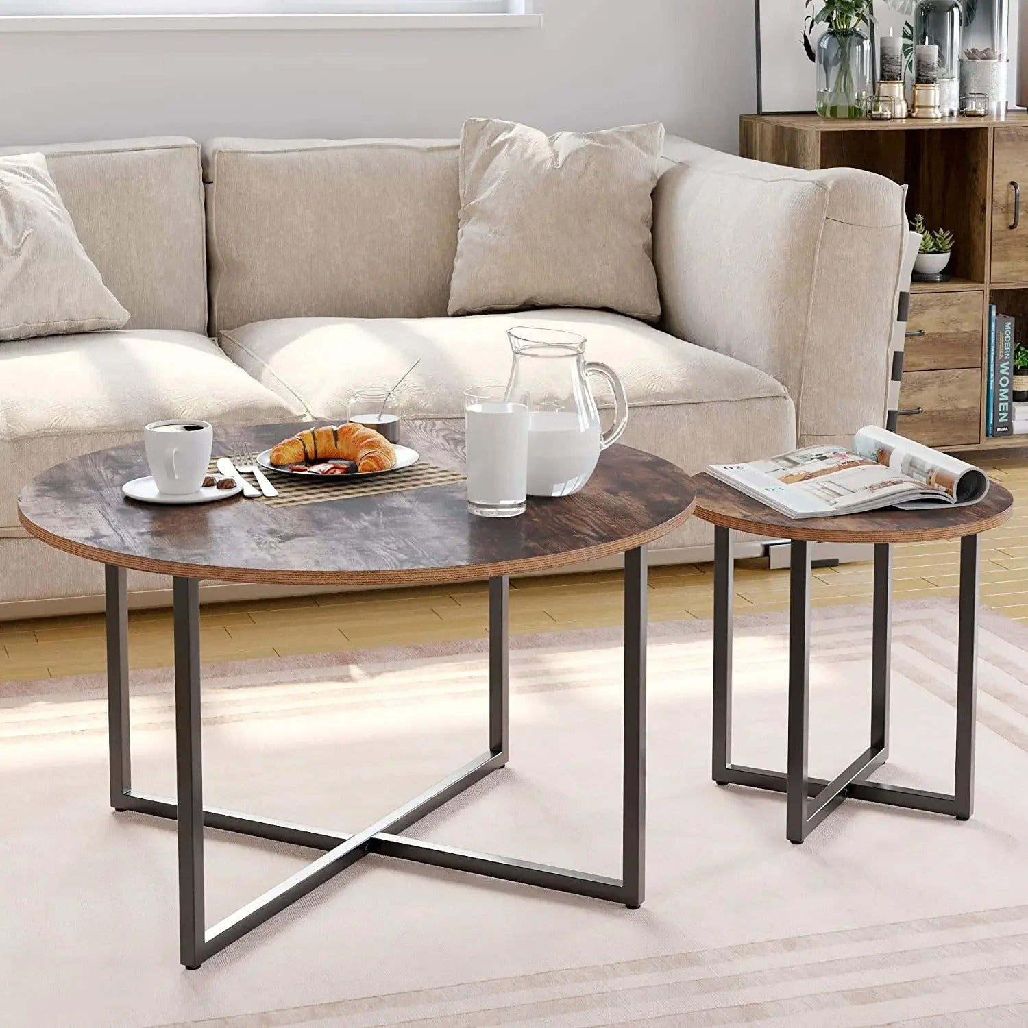 Tables Basses Bois Vintage Métal