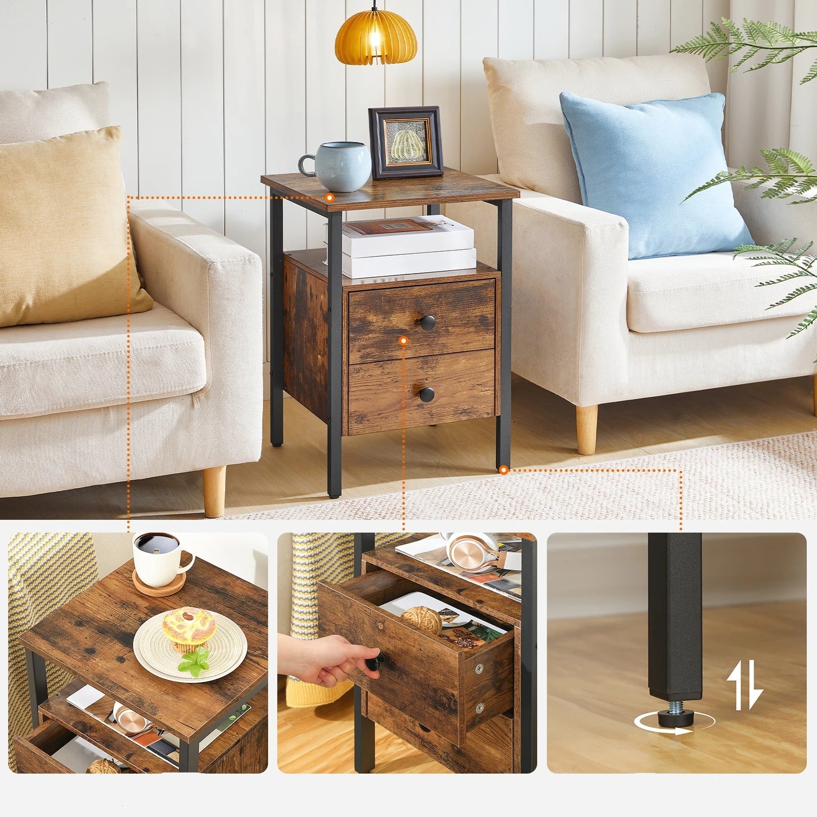 Table de chevet style industriel
