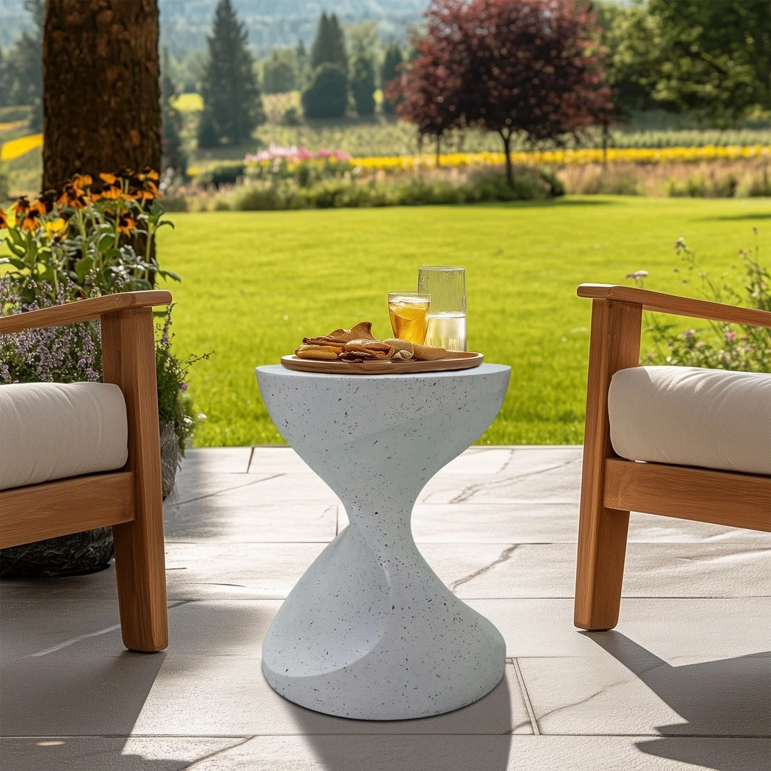 Table d’Appoint Béton Blanc Rond