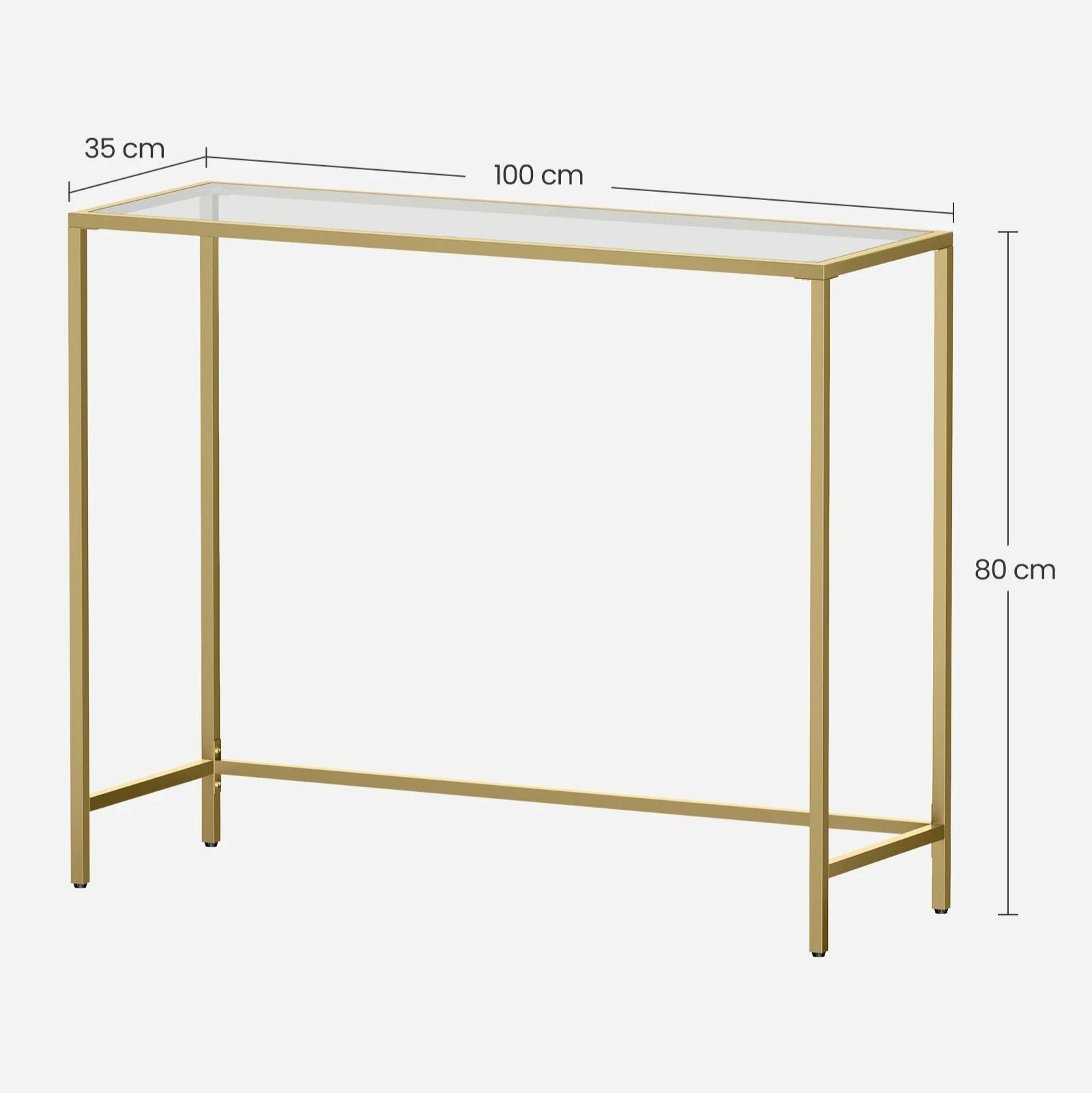 Console Dorée Verre Trempé Élégante