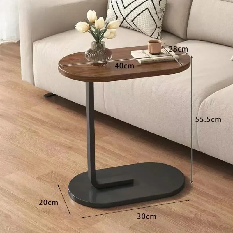 Table d’appoint ovale en bois et métal