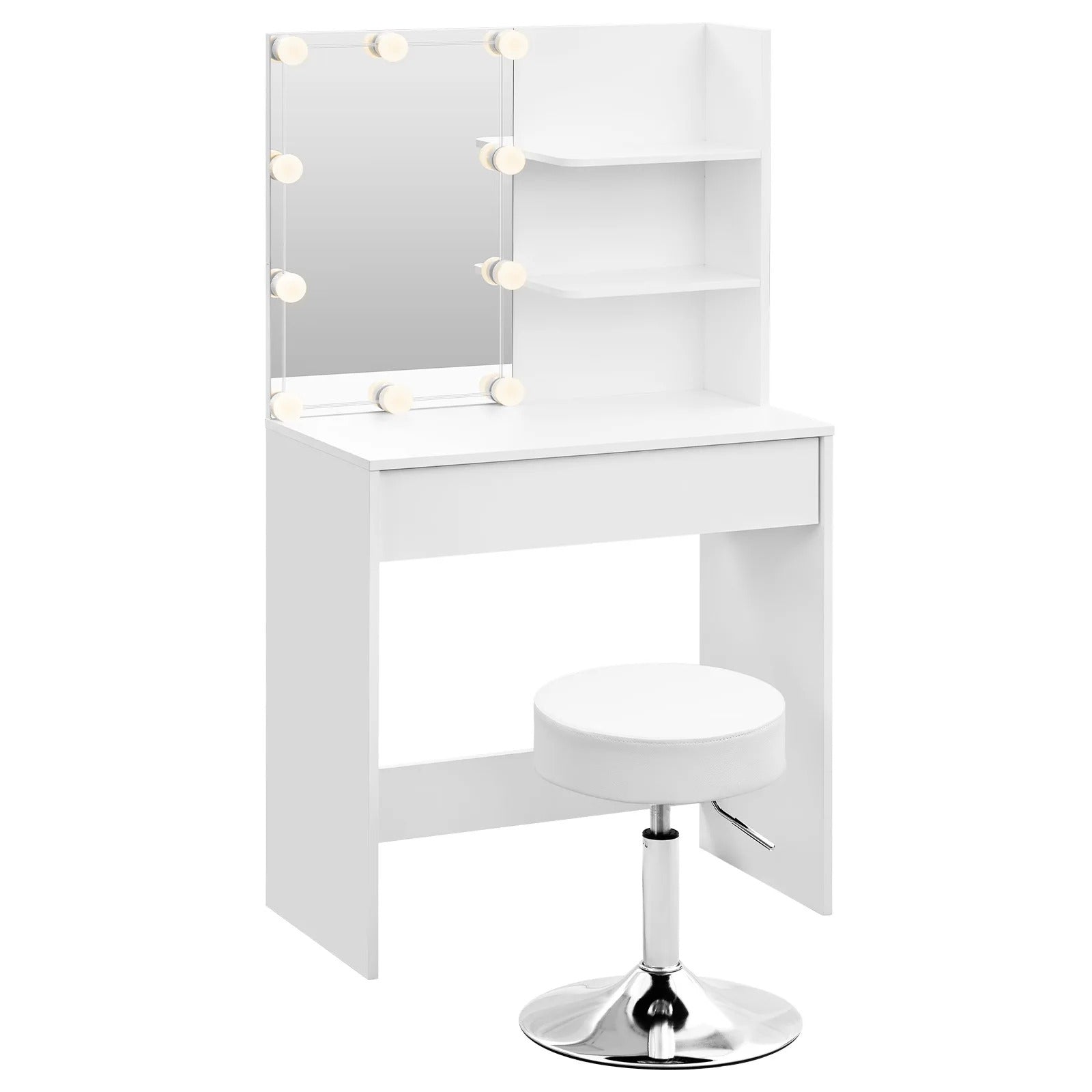 Coiffeuse blanche LED avec tabouret