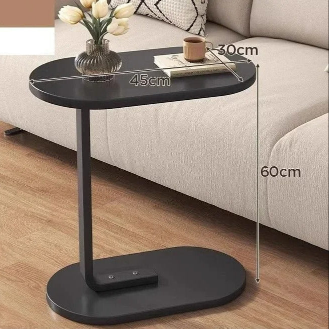 Table d’appoint ovale en bois et métal