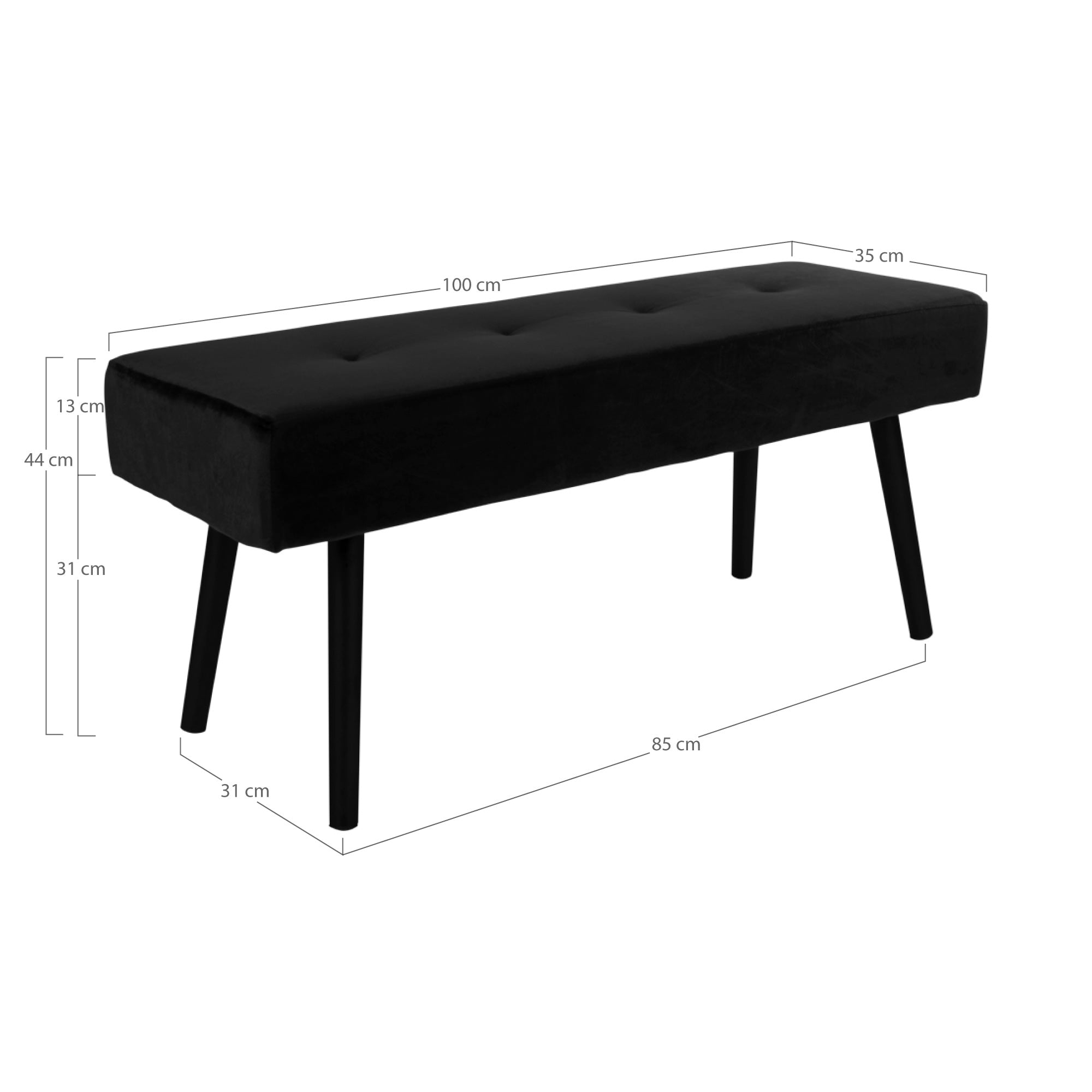 Banc Skiby velours noir