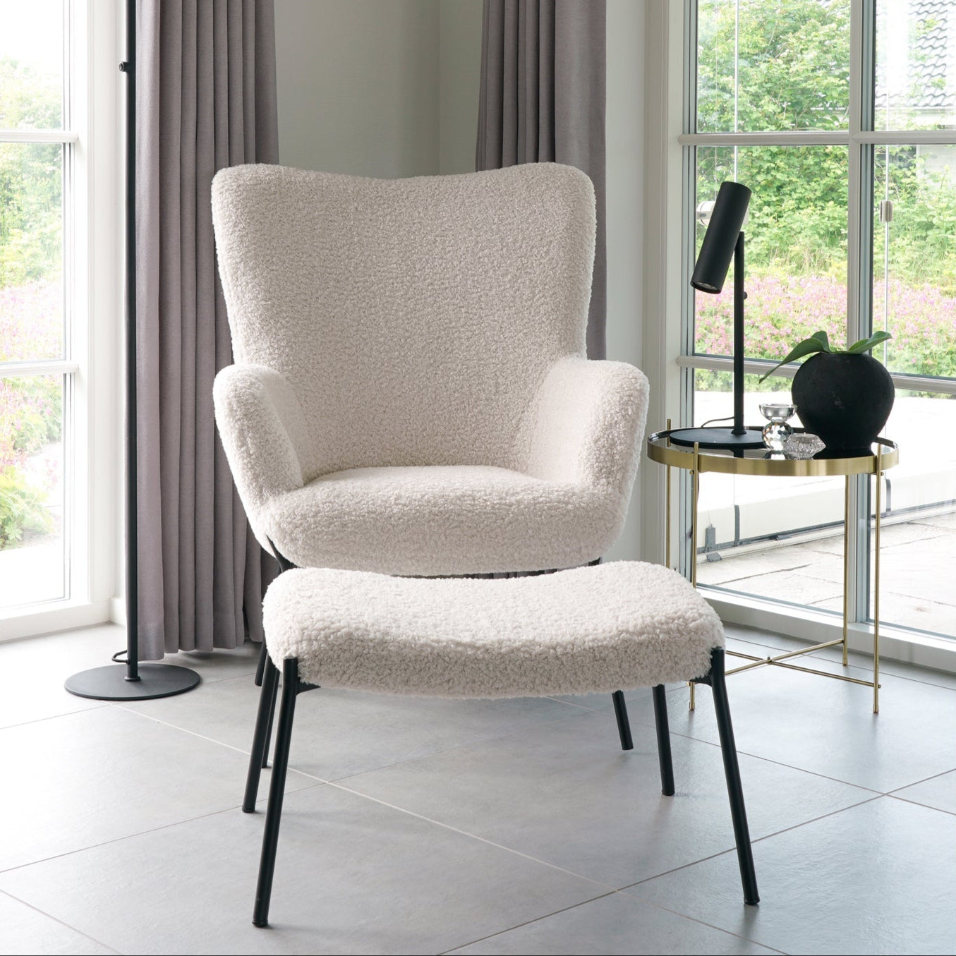 Repose-Pieds Glasgow Blanc Teddy