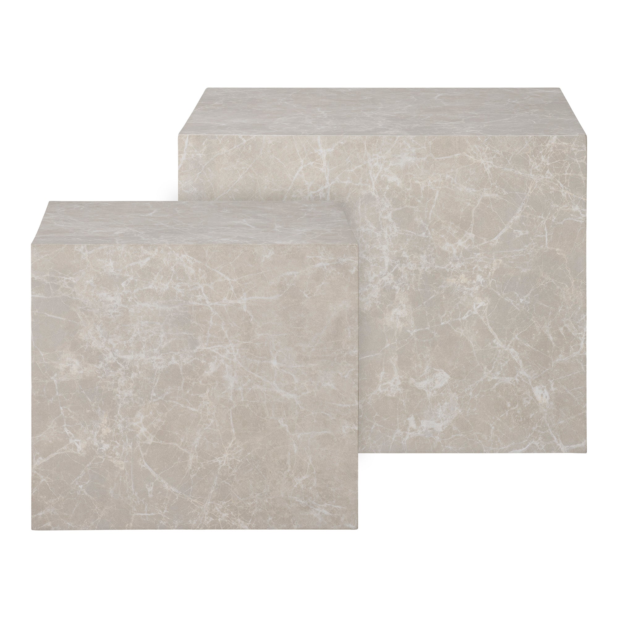 Table basse Prague marbre beige set de 2