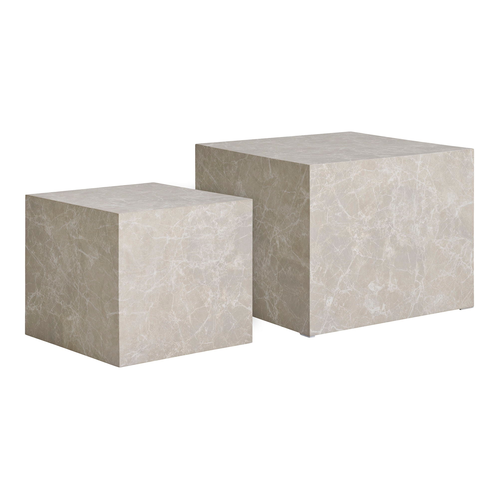 Table basse Prague marbre beige set de 2