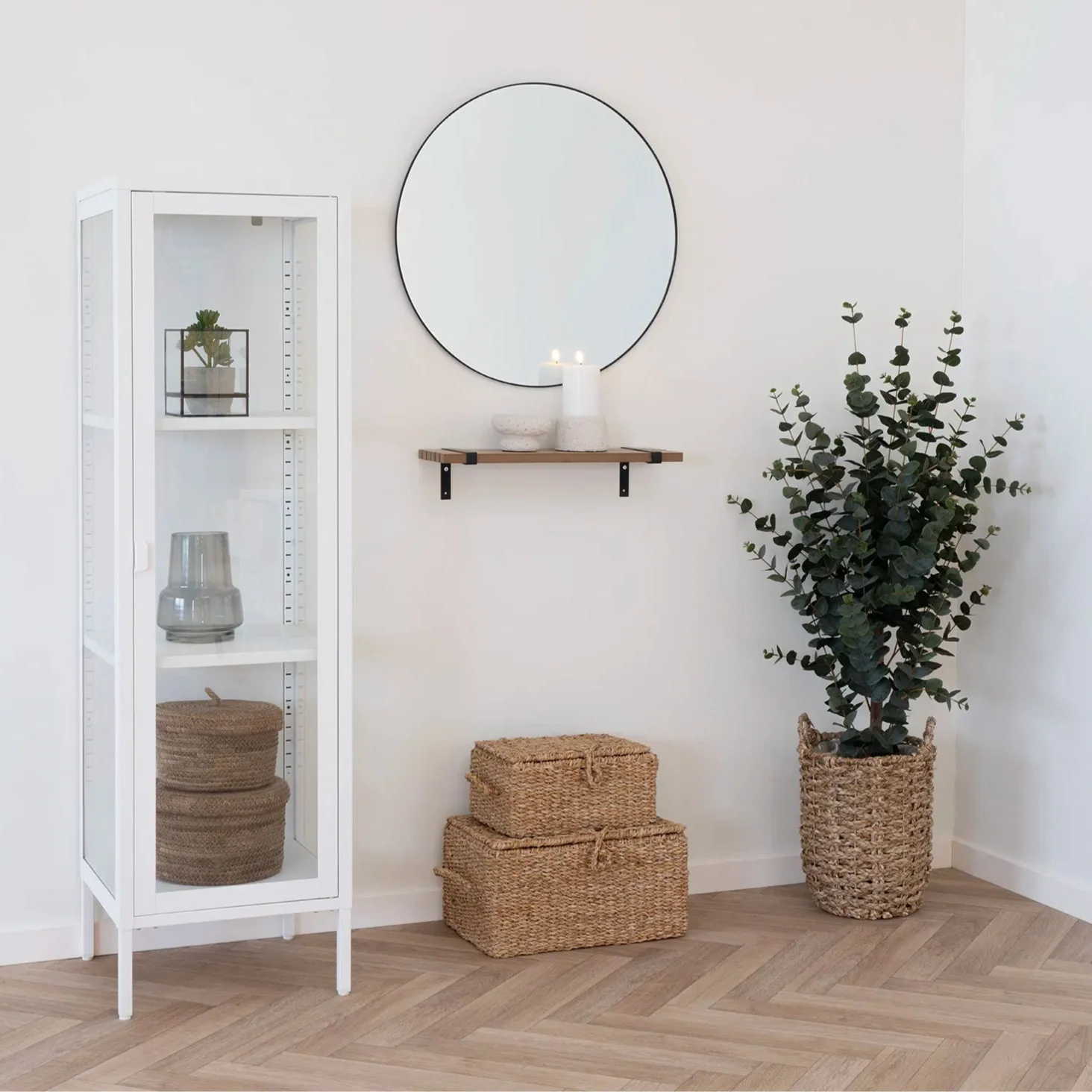 Cabinet vitrine étroit Brisbane blanc