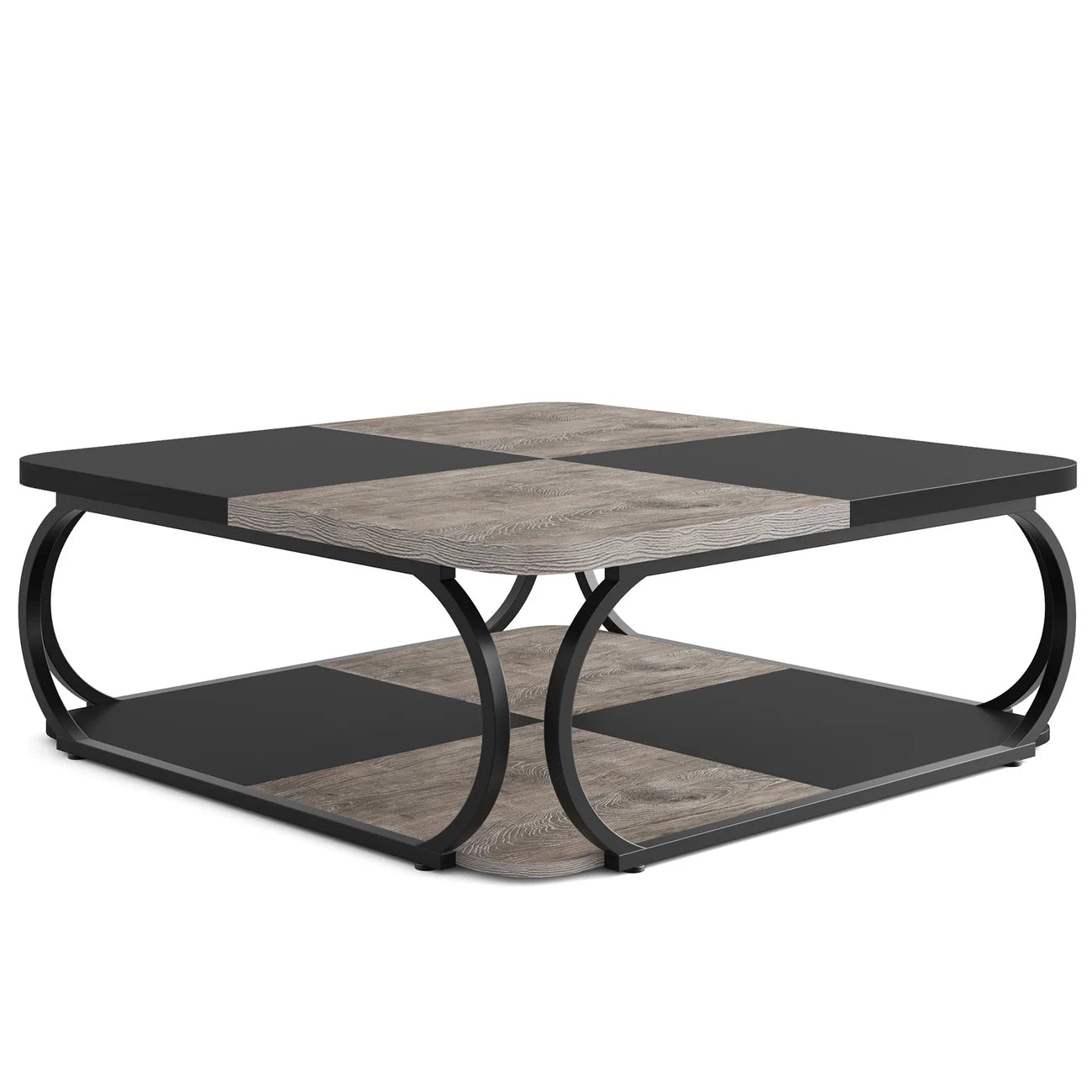 Table basse carrée à double plateau