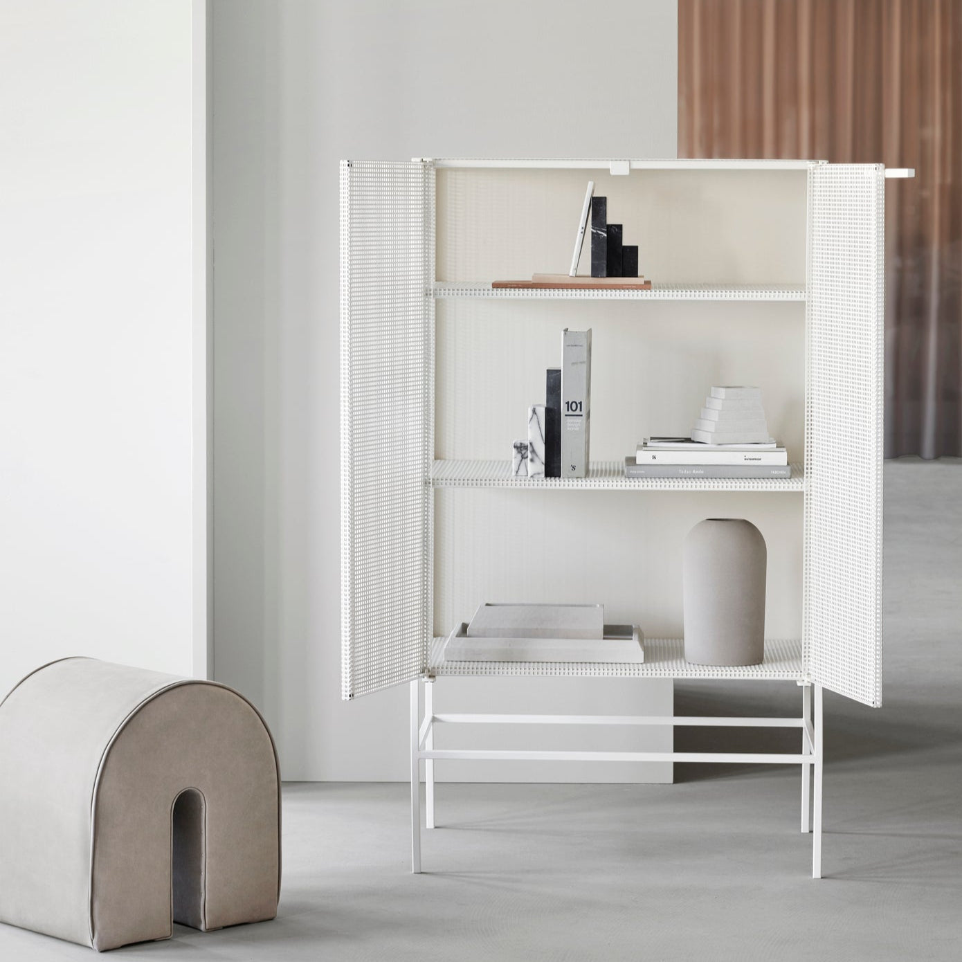 Cabinet Grid en acier beige