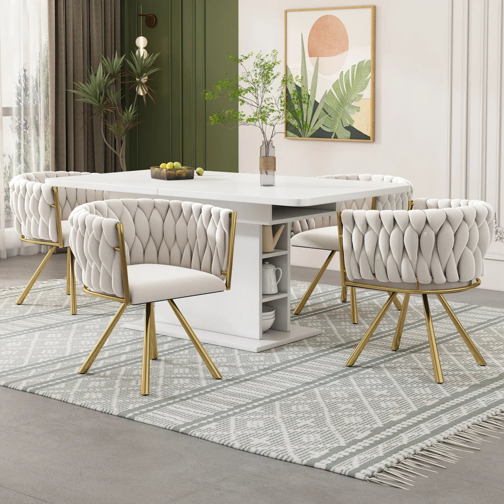 Chaises en velours à dossier capitonné