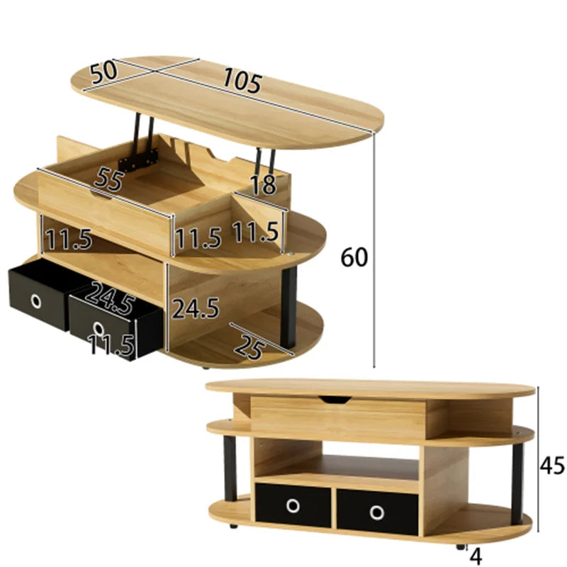 Table basse relevable bois