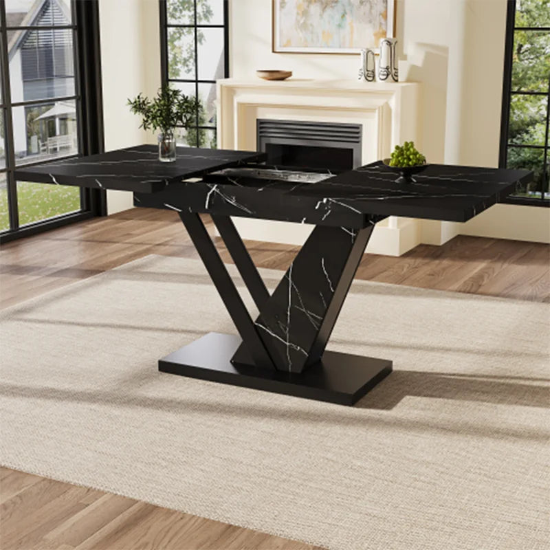 Table à manger extensible avec finition marbre